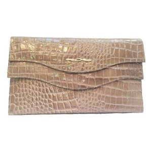 Vintage Leather Handbag by designer Sylvia Large Clutch Shoulder Bag